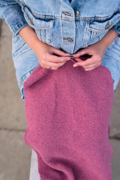 暖かくセーター糸編み質感 — ストック写真