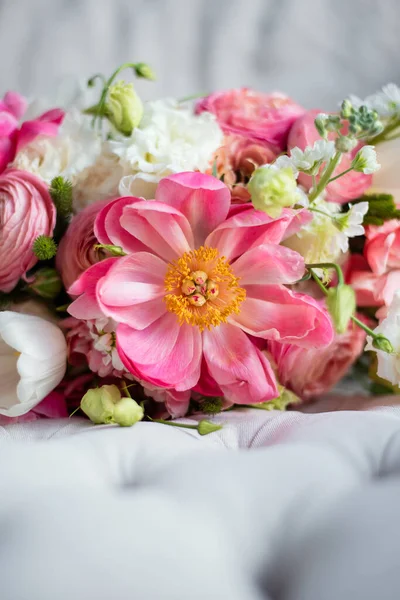 Kvetoucí Růžový Květ Kytici Selektivní Zaostření Detailní Záběr Rostliny — Stock fotografie