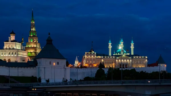 Estado Histórico Arquitectónico Arte Museu Reserva Kazan Kremlin Vista Noite — Fotografia de Stock