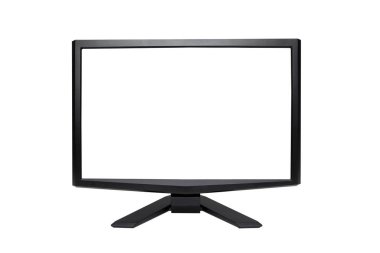 Siyah Lcd bilgisayar ya da Tv'yi beyaz arka plan üzerinde izole boş beyaz ekran ile.