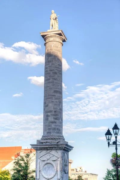 Nelson\'s Column is a historic monument erected in 1809 at Place Jacques-Cartier in Montreal, Quebec, in memory of Admiral Horatio Nelson, following his death at the Battle of Trafalgar.