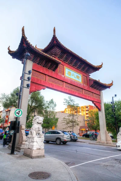 Montreal Canada Aug 2012 Large Gateway Marks Entrance Montreal Chinatown — Stock Photo, Image