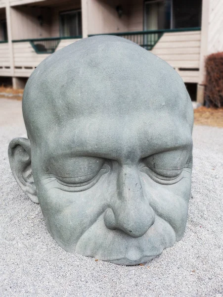 Canmore Canada Oct 2018 Granite Big Head Sculpture Most Iconic — Stock Photo, Image