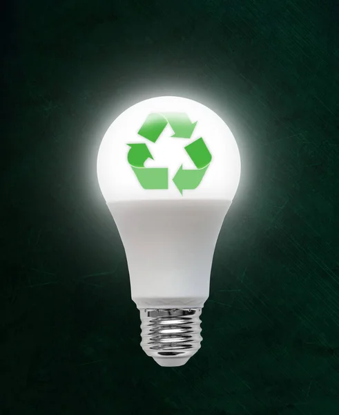 Oświetlony Energii Efektywne Light Emitting Dioda Led Żarówki Recykling Symbol — Zdjęcie stockowe