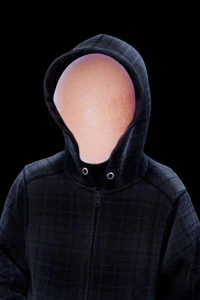 Mysterious Man in Hoodie With Egg Head Concept