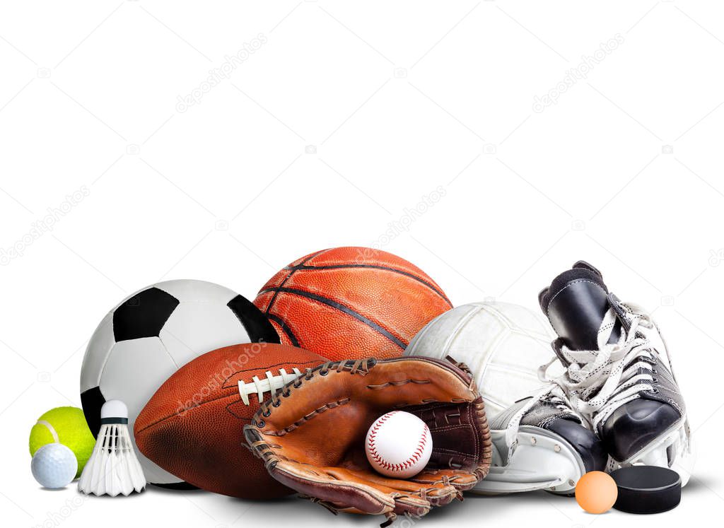 Sports Equipment For All Seasons Isolated on White Background