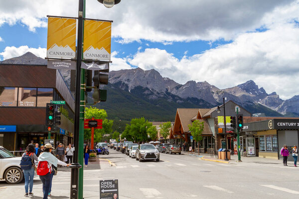 Town of Canmore in the Canadian Rockies of Alberta, Canada