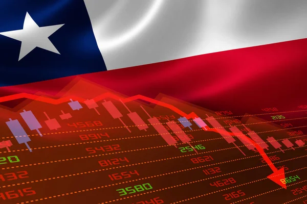 Hisse Senedi Borsasının Düşüşünü Kırmızı Negatif Bölgede Göstermesiyle Şili Deki — Stok fotoğraf