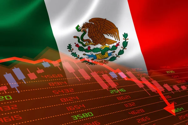 Mexico Economic Downturn Stock Exchange Market Showing Stock Chart Red — Stock Photo, Image