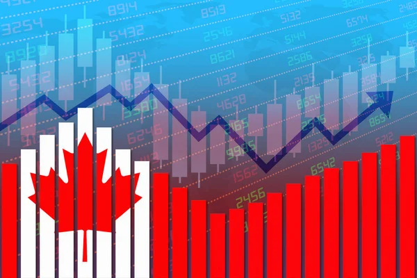 Kanada Flagga Stapeldiagram Begreppet Ekonomisk Återhämtning Och Företag Som Förbättras — Stockfoto