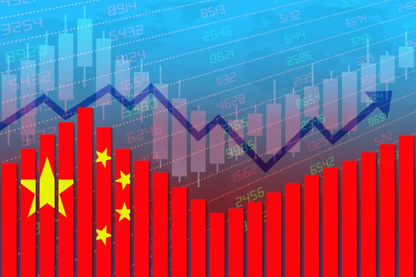 Cina Bandiera Sul Concetto Grafico Barre Ripresa Economica Miglioramento Delle — Foto Stock