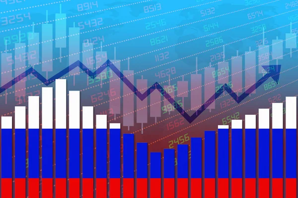 Zászló Oroszország Bar Chart Koncepció Gazdasági Fellendülés Üzleti Fellendülés Után — Stock Fotó