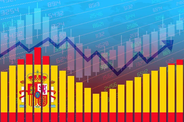 Zászló Spanyolország Bar Chart Koncepció Gazdasági Fellendülés Üzleti Fellendülés Után — Stock Fotó