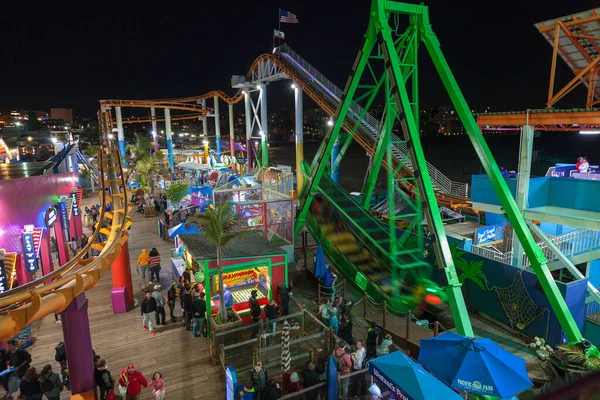 Santa Monica United States March 2018 Night Time Famous Amusement — Stock Photo, Image