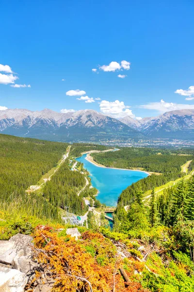 View Grassi Lakes Trail Overlooking Rundle Forebay Lake Town Canmore — Stock Photo, Image