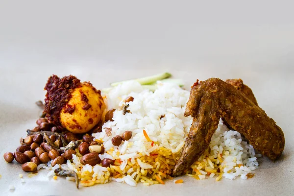 Popolare Street Food Malesia Singapore Conosciuto Come Nasi Lemak Fatto — Foto Stock