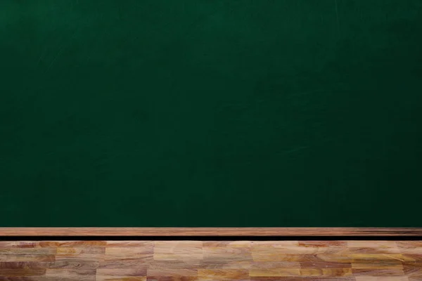 Education Concept Showing Empty Classroom Chalkboard Wooden Table Copy Space Stock Photo