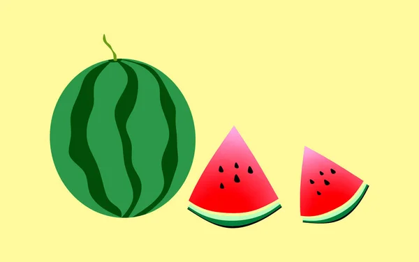 Illustratie van de nationale Watermeloen Dag.Geschikt voor wenskaarten, posters en banners. geïsoleerd op een groene achtergrond. — Stockfoto