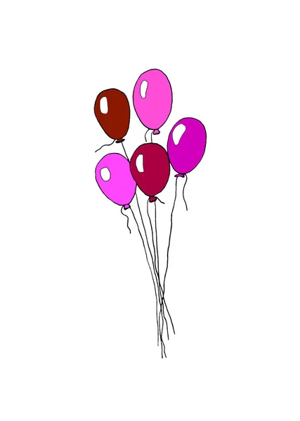 Akvarell Illustration Uppsättning Färgglada Ballonger För Din Födelsedag Isolerad Vit — Stockfoto