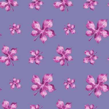 Suluboya çizimi. Mor bir arka planda kusursuz sonbahar yaprakları. izole