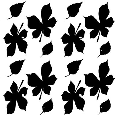 İllüzyon. Kusursuz desen. Beyaz arka planda farklı boyutlarda siyah siluetler. İzole edilmiş.