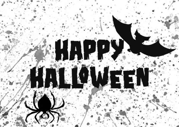 Akvarel Ilustrace Šťastný Halloween Kreslené Písmena Bílém Pozadí Textový Nápis — Stock fotografie