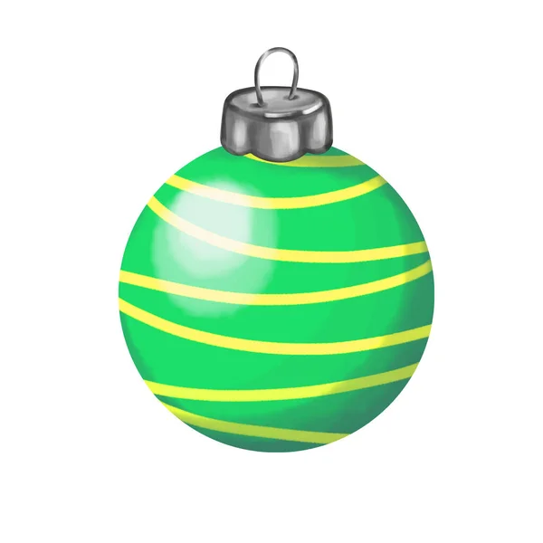 Ilustración de bola de Navidad redonda de cristal para la decoración del árbol de navidad. Aislado sobre un fondo blanco. — Foto de Stock