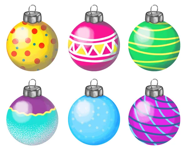 Illustration of glass round Christmas ball for Christmas tree decoration.isolated on a white background. — Stock Photo, Image