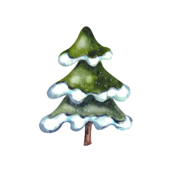 Aquarell Illustration Set Von Weihnachtssymbolen Und Urlaub Elements Green Weihnachtsbaum — Stockfoto