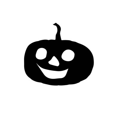 Vektör illüstrasyonu.Mutlu Cadılar Bayramı için duyguları olan kızgın siyah balkabağı ikonu. Kutlama kartları, afişler, kartvizitler, posterler için mutlu Cadılar Bayramı etiketi. beyaz arkaplanda izole edilmiş.