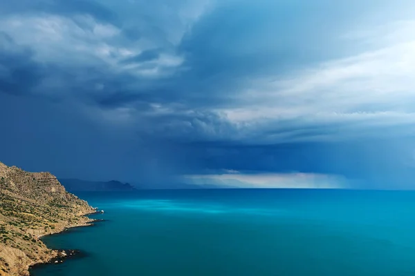 Thunderstorm Rain Coming Sea Coast Crimea — Stock Photo, Image