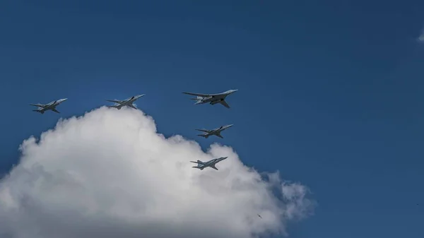 Aviones Combate Las Fuerzas Armadas Federación Rusa Desfile Del Día — Foto de Stock