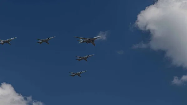 Aviones Combate Las Fuerzas Armadas Federación Rusa Desfile Del Día —  Fotos de Stock