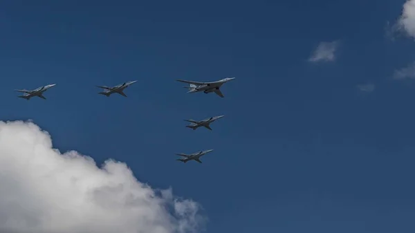 Gevechtsvliegtuigen Van Strijdkrachten Van Russische Federatie Tijdens Overwinningsdagparade Mei — Stockfoto