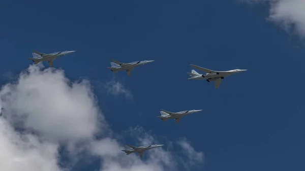 Gevechtsvliegtuigen Van Strijdkrachten Van Russische Federatie Tijdens Overwinningsdagparade Mei — Stockfoto