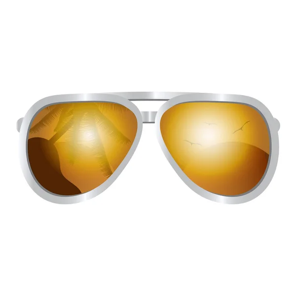 Palm Vila Strand Solglasögon Vit Bakgrund — Stock vektor