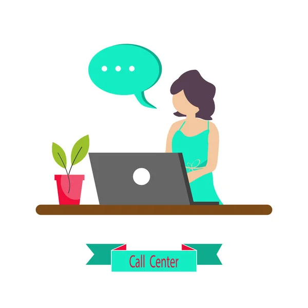 Kadın bilgisayarda çalışıyor, kadın çağrı merkezi operatörü.