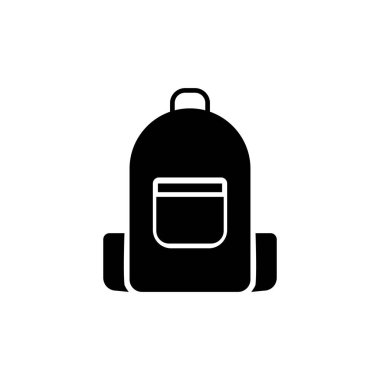 En iyi sırt çantası ikonu tasarımı. Siyah renkli ve modaya uygun düz şekilde yüksek kalite vektör illüstrasyonu
