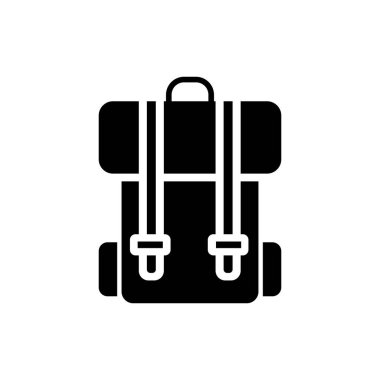 En iyi sırt çantası ikonu tasarımı. Siyah renkli ve modaya uygun düz şekilde yüksek kalite vektör illüstrasyonu