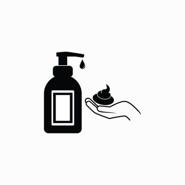 Düz tabela doldurulmuş sıvı sabun vektör simgesi ile ellerini yıka