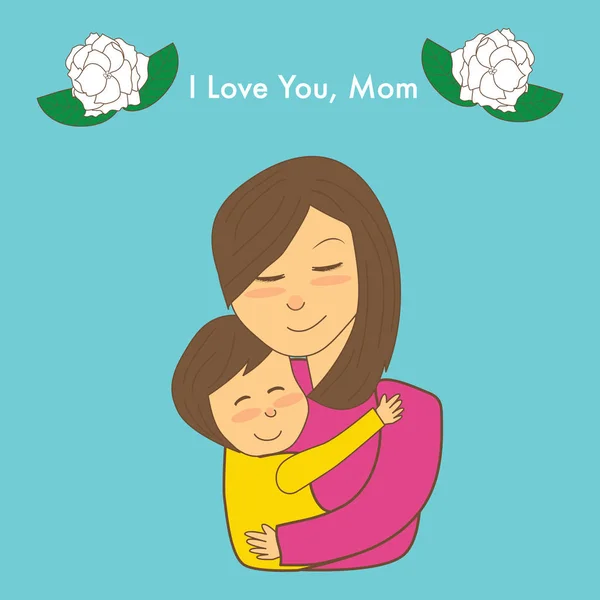Anne ve çocuk birlikte mutlu anneler günü.vector.illustr tutun — Stok Vektör