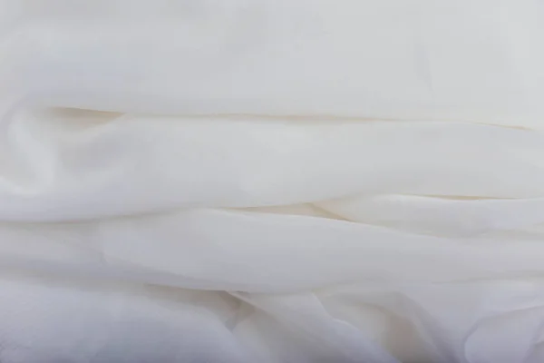 White Fabric Folds Drapery Shine Silk Sewing — Stock Photo, Image