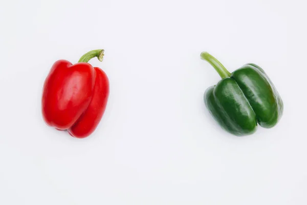 Sweet Pepper Multicolored White Background Red Green Peppers Lie Light — Φωτογραφία Αρχείου