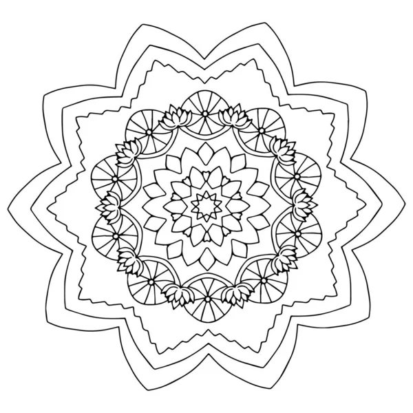 Mandala Minimalista Con Flores Loto Para Colorear Imitar Diseño Diseño — Archivo Imágenes Vectoriales