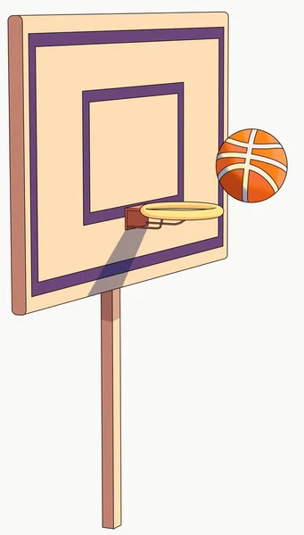 Vector Baloncesto Estilo Plano Anillo Baloncesto Estilo Dibujos Animados Bola — Vector de stock