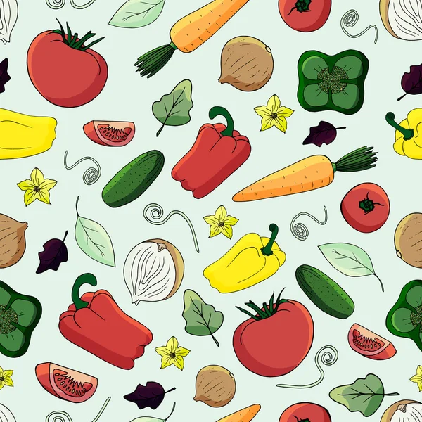 Vektor Nahtlosen Hintergrund Mit Gemüse Leckerer Und Frischer Hintergrund Für — Stockvektor