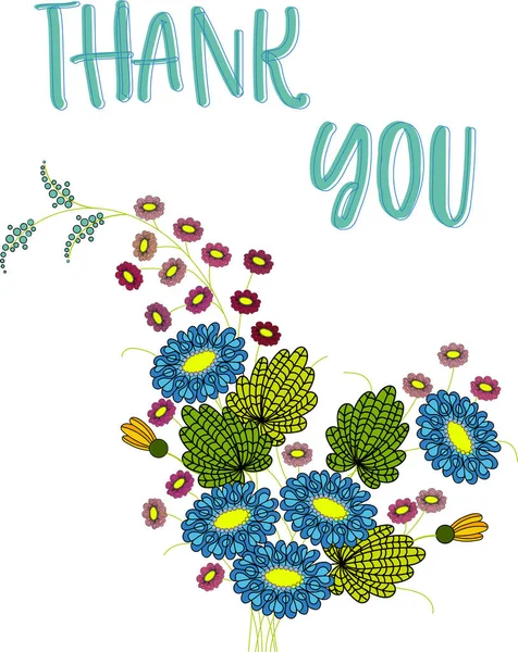 Obrigado Gratidão Flores Folhas Trendy Typography Vector Background Greeting Cards —  Vetores de Stock