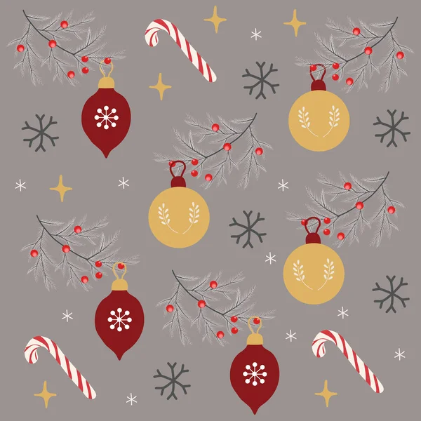 Patrón Sin Costuras Navidad Con Juguetes Navidad Dulces Feliz Año — Archivo Imágenes Vectoriales