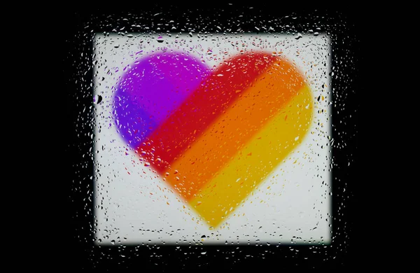 Heart Multi Colored Stripes Black Background Abstract Photo Heart Rainbow — Stock Photo, Image