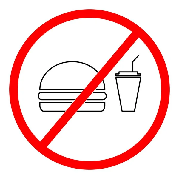 Aucun Arrêt Nourriture Manger Boire Signe Interdiction Design Plat — Image vectorielle